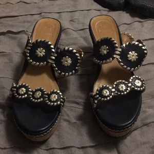 Navy and Gold Cork Wedge